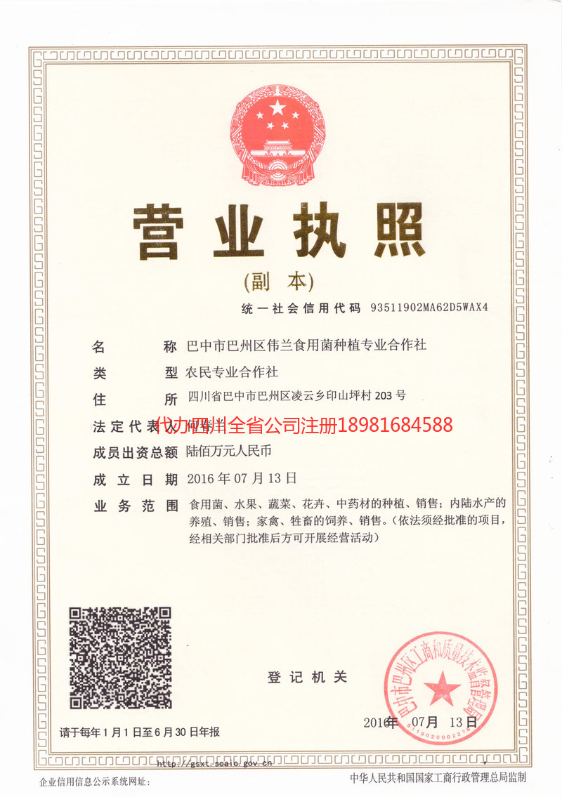 滦州滦州伟兰食用菌种植专业合作社